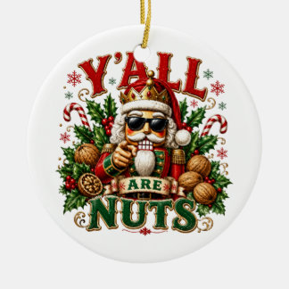 Y'ALL ARE NUTS CERAMIC TREE DECORATION