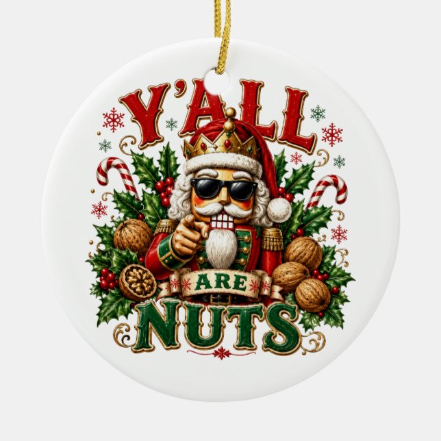 Y'ALL ARE NUTS CERAMIC TREE DECORATION (Front)