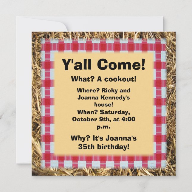 Y'all Come Informal Event Invitation (Front)
