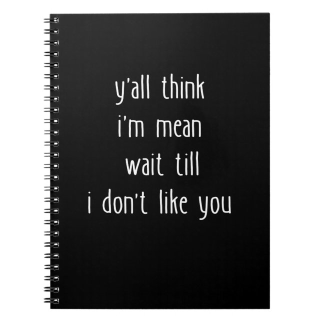 Y'all Think I'm Mean Wait Till I Don't Like You Notebook (Front)