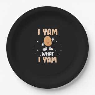 Yam What I Yam Funny Potato Pun Thanksgiving Paper Plate