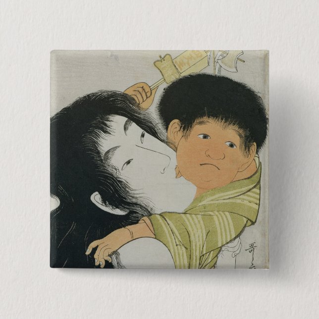 Yama-Uba and Kintoki 15 Cm Square Badge (Front)
