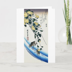 Yamabuki and Frog, Hiroshige, Ukiyo-e Card