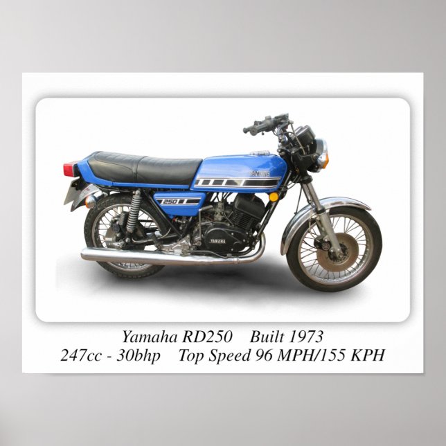 Yamaha RD250 Motorcycle - A3 Size Print Poster (Front)