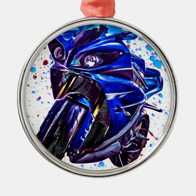 Yamaha YZF R1 Art Print Metal Tree Decoration (Front)