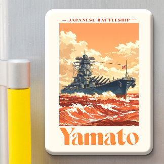 Yamato Japanese Battleship Vintage Maritime Poster Magnet