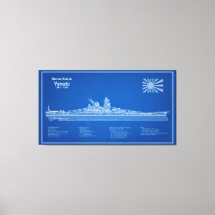 Yamato - Ship Blueprint Plans ABD Canvas Print
