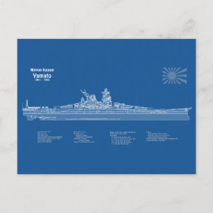 Yamato - Ship Blueprint Plans ABD Postcard
