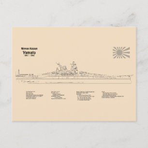 Yamato - Ship Blueprint Plans SD Postcard
