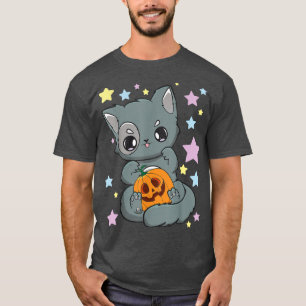 Yami Kawaii Chibi Anime Cat Neko Goth Pumpkin Fair T-Shirt