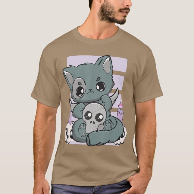 Yami Kawaii Chibi Anime Kitten Pastel Cat For Horr T-Shirt (Front)