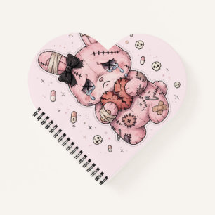 Yami Kawaii Sad Bunny Heart Spiral Notebook