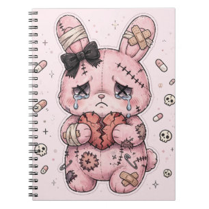 Yami Kawaii Sad Bunny Spiral Notebook Pastel Goth