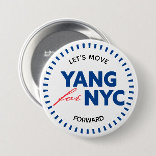 Yang for NYC Let's Move Forward 46yo Dots White 7.5 Cm Round Badge