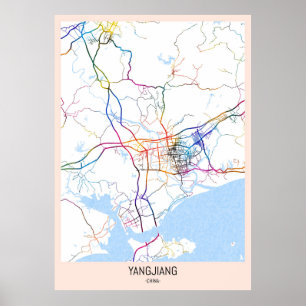 Yangjiang China City Map Poster