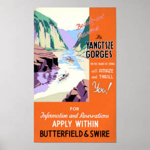 Yangtsze Yangtze Gorges China Vintage Poster