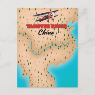 Yangtze river China map poster Postcard