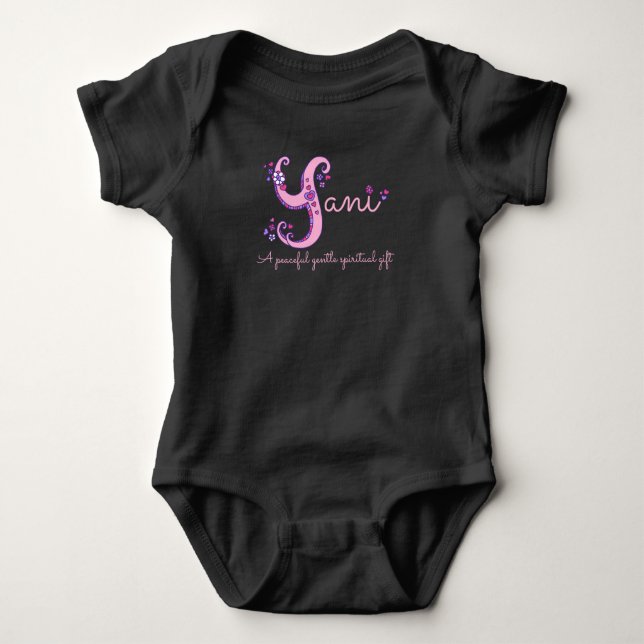 Yani girls name meaning Y monogram hearts Baby Bodysuit (Front)