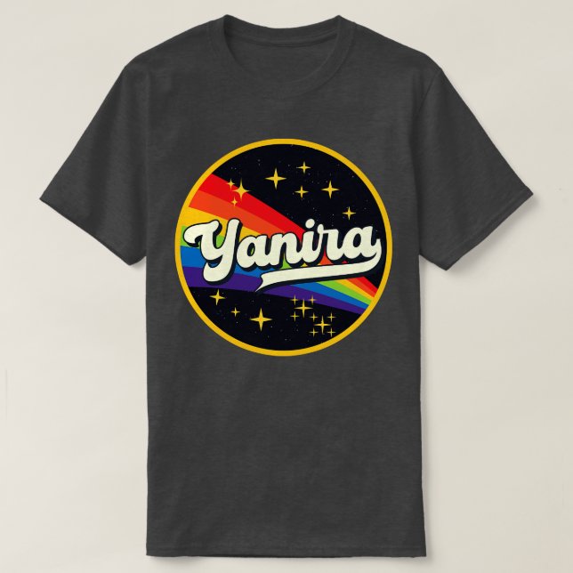 Yanira Rainbow In Space Vintage Style T-Shirt (Design Front)