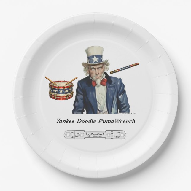 Yankee Doodle PumaWrench Paper Plate (Front)