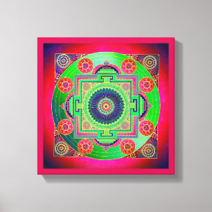 YANTRA - the great wheel - green pink Canvas Print