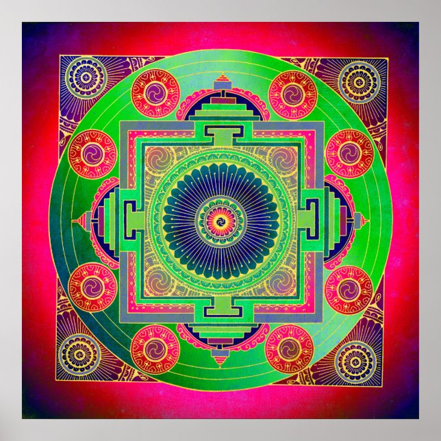 YANTRA - the great wheel - green pink Poster (Front)