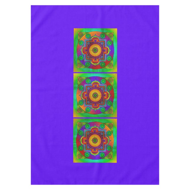 YANTRA - the great wheel - green violet Tablecloth (Front)