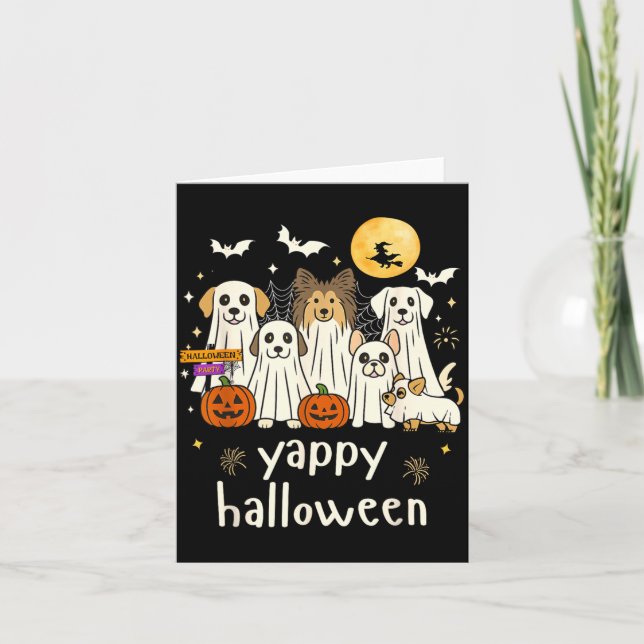 Yappy Halloween Funny Dog Ghosts Halloween 1 Card (Front)
