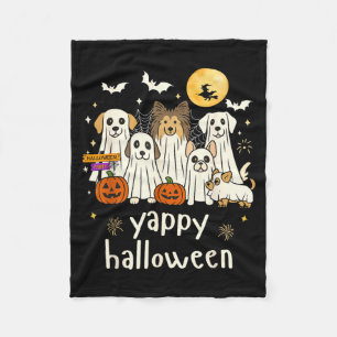 Yappy Halloween Funny Dog Ghosts Halloween 1 Fleece Blanket