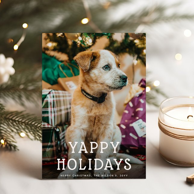 Yappy Holidays Cute Puppy Dog Christmas Holiday Card (Creator Uploaded)