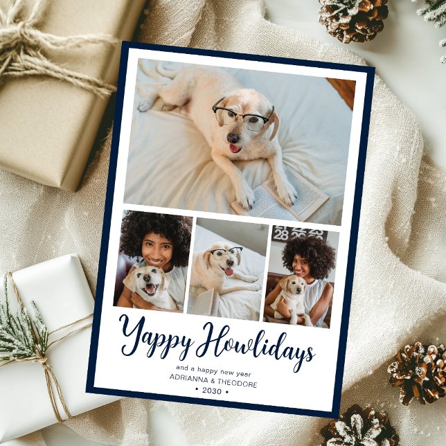 Yappy Howlidays 4 Photo Holiday Card (Creator Uploaded)