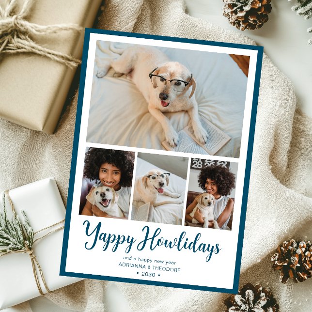 Yappy Howlidays 4 Photo Holiday Card (Creator Uploaded)