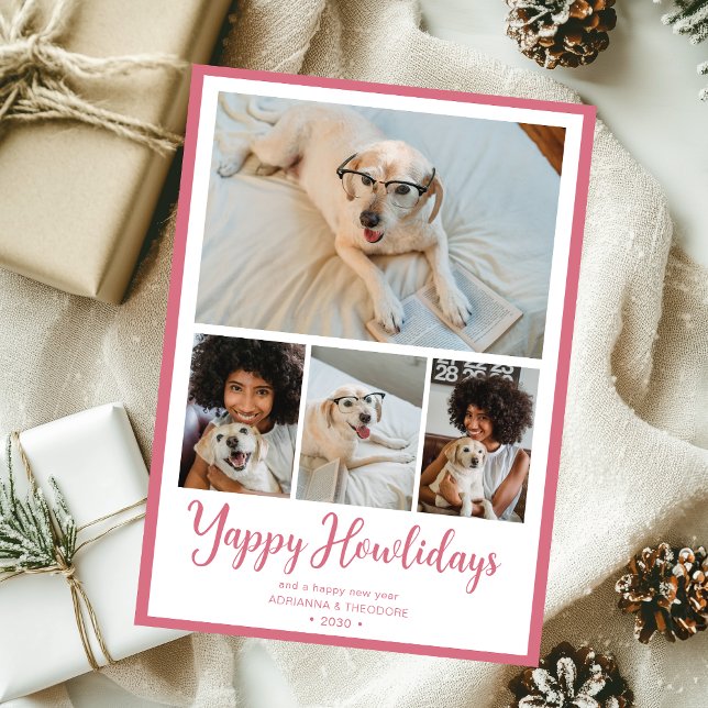 Yappy Howlidays 4 Photo Holiday Card (Creator Uploaded)