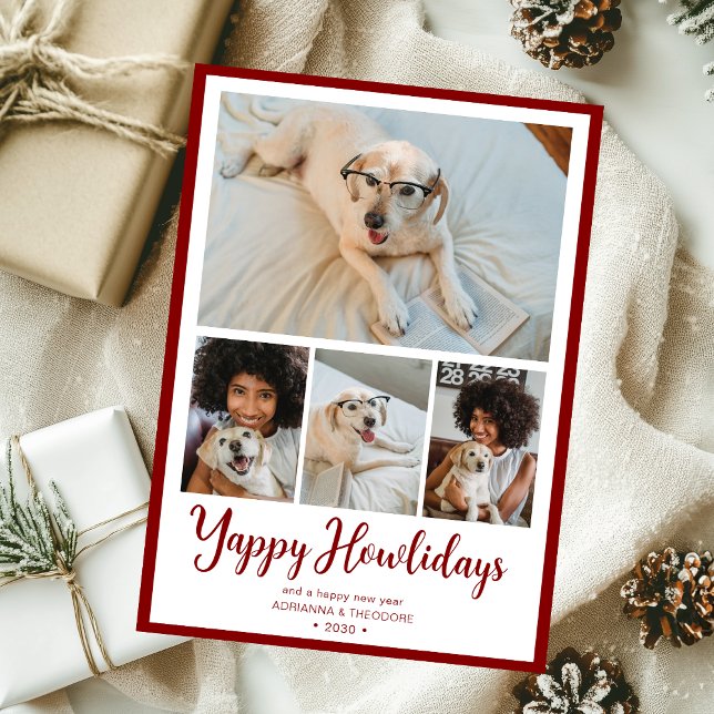 Yappy Howlidays 4 Photo Holiday Card (Creator Uploaded)