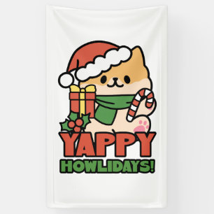 Yappy Howlidays - Cute Christmas Dog Cartoon Banner