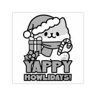 Yappy Howlidays - Cute Christmas Dog Cartoon Self-inking Stamp
