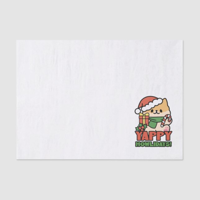 Yappy Howlidays - Cute Christmas Dog Cartoon Tissue Paper (Front)