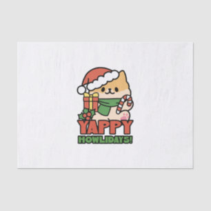 Yappy Howlidays - Cute Christmas Dog Cartoon Tissue Paper