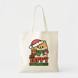 Yappy Howlidays - Cute Christmas Dog Cartoon Tote Bag