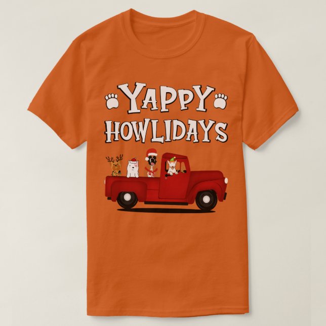 Yappy Howlidays White Text 1 T-Shirt (Design Front)