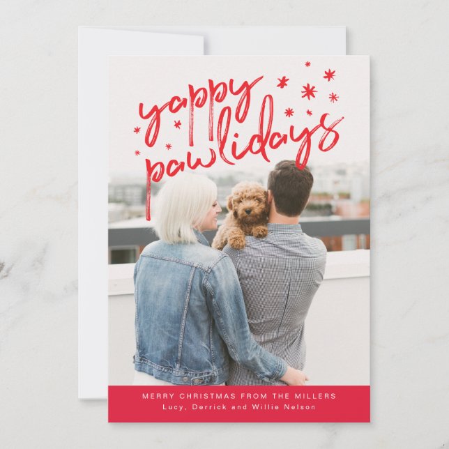 Yappy Pawlidays Dog Christmas Photo Holiday Card (Front)