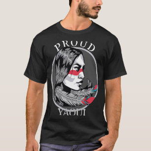 Yaqui Mexican Indian Tribe Warrior Girl Feathers R T-Shirt