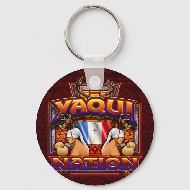 Yaqui Nation Flag Deer Dancer Key Ring (Front)
