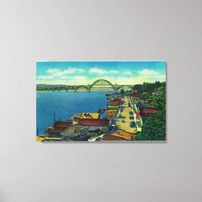 Yaquina Bay Bridge and waterfront Newport, OR Canvas Print (Front)