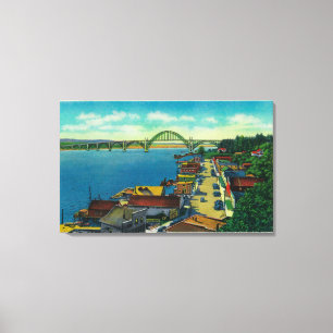 Yaquina Bay Bridge and waterfront Newport, OR Canvas Print