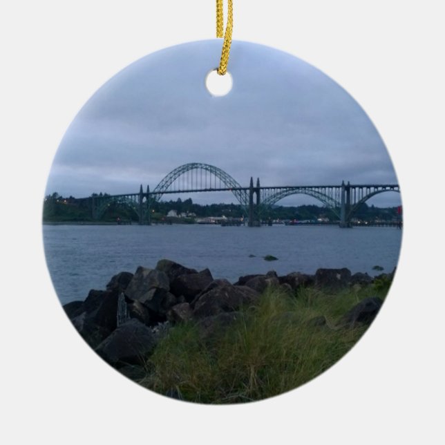 Yaquina Bay Bridge, Newport, Oregon Ceramic Tree Decoration (Front)
