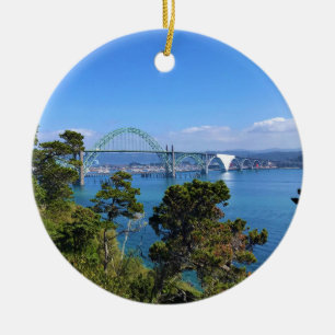 Yaquina Bay Bridge, Newport, Oregon Ceramic Tree Decoration