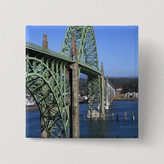Yaquina Bay Bridge spanning the Yaquina Bay 15 Cm Square Badge (Front)