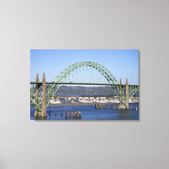 Yaquina Bay Bridge spanning the Yaquina Bay Canvas Print (Front)