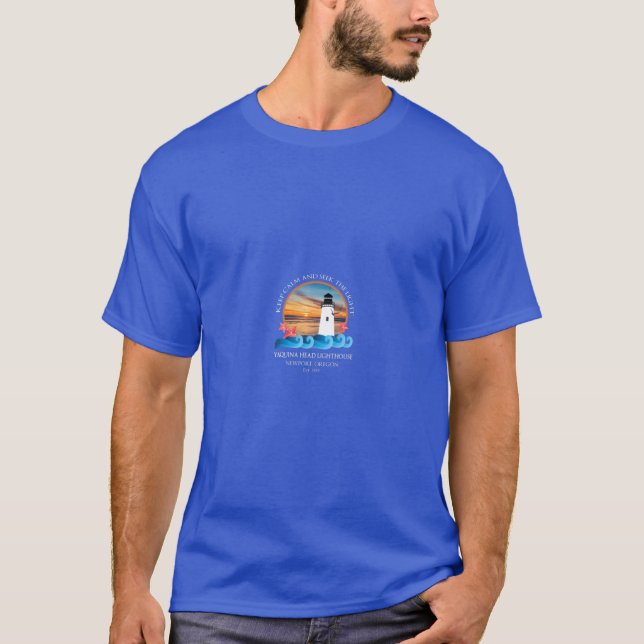 Yaquina Head Lighthouse Newport Oregon Beach T-Shirt (Front)